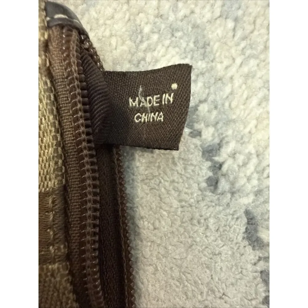 Coach Jacquard Logo Wristlet Wallet Coin Credit Card Brown